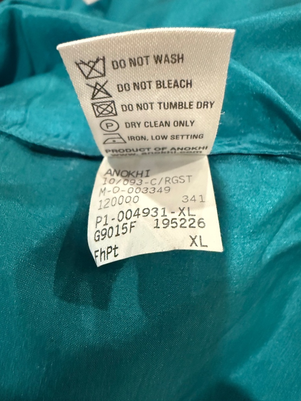 Anokhi India 100% Silk Teal Pintuck Tunic Blouse XL - Picture 8 of 8